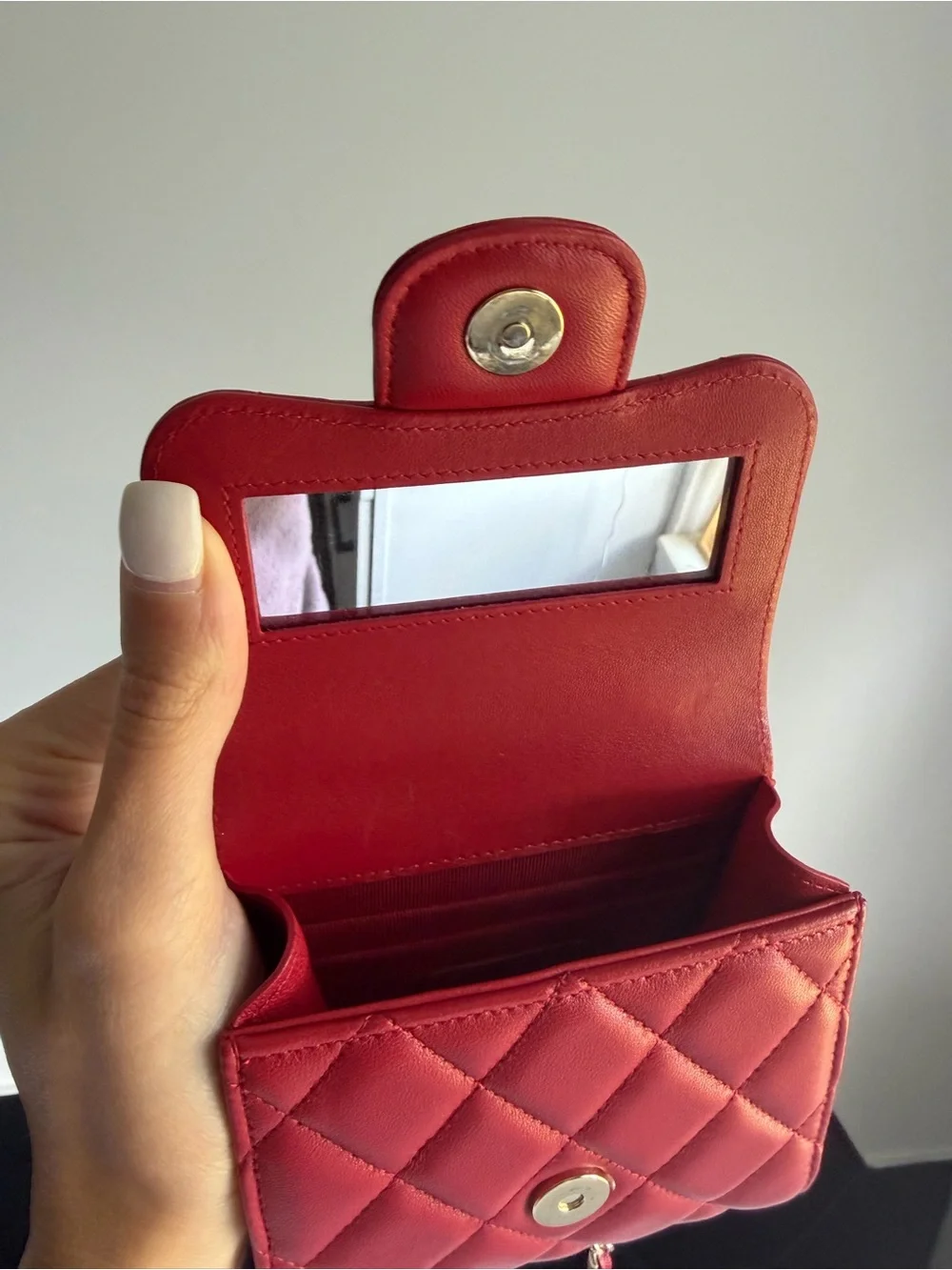 CHANEL Small Quilted Top-Handle Mini Bag in Burgundy